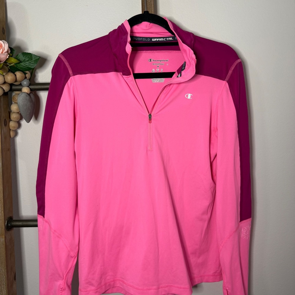 Champion Performax Pink Half Zip Long Sleeve Athletic Pullover Top Medium - Picture 3 of 8
